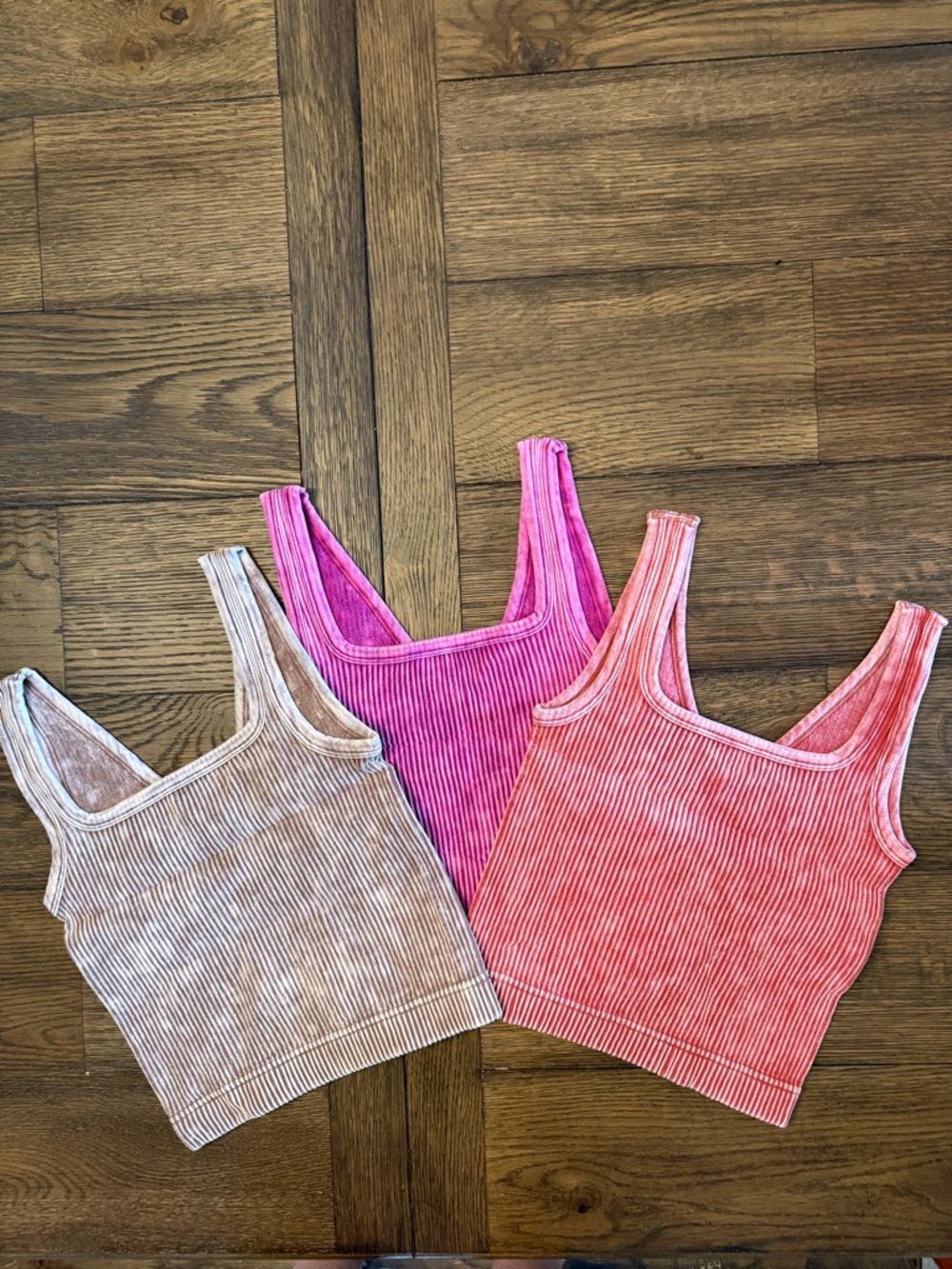 Women’s Ribbed Crop Tank Top - Pink, Hot Pink, Coral